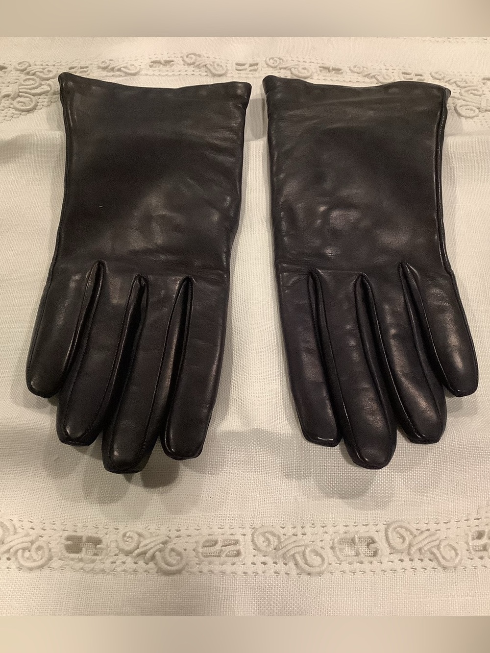 Charter Club Navy Leather Classic Dress Gloves
